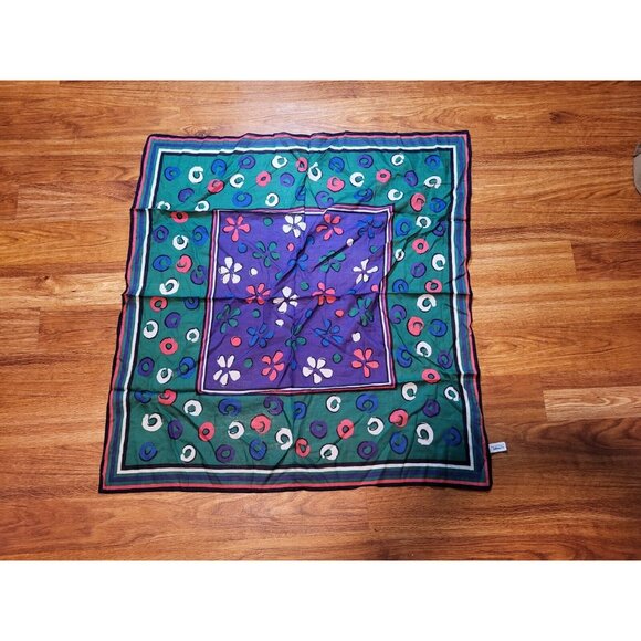 Vtge Talbots Cotton Floral Circle‎ Design Scarf - Picture 1 of 4